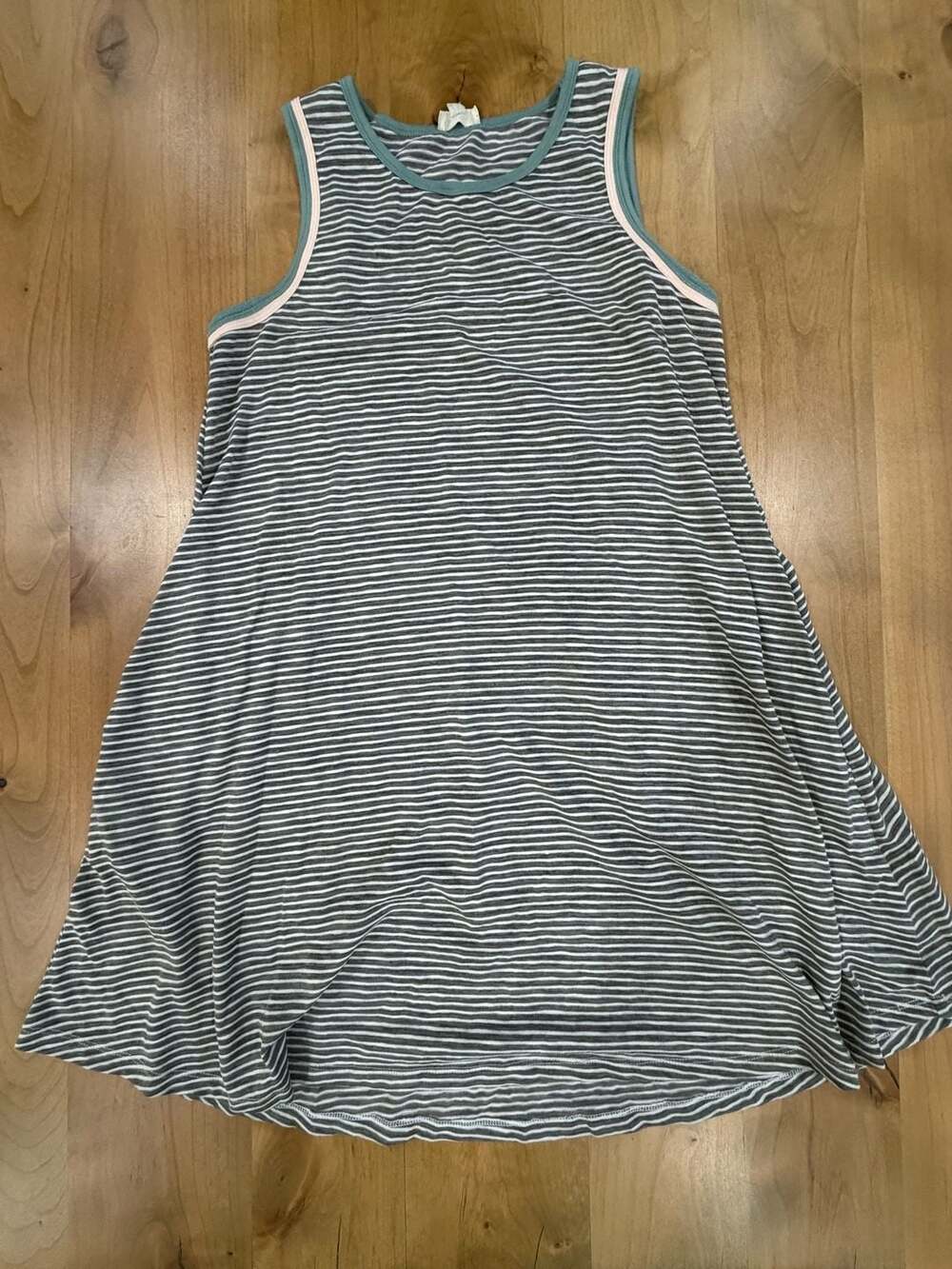 Hem & Thread Striped Tank Dress Size M Gray Pockets
